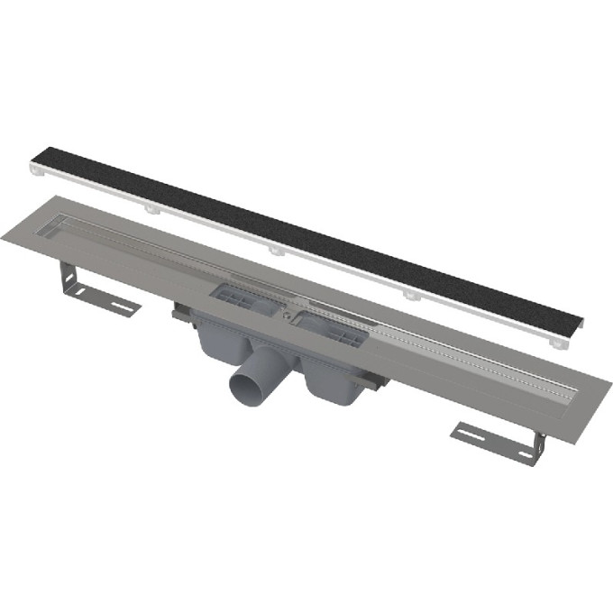 Водоотводящий желоб ALCAPLAST APZ15S-750 без порогов, с решеткой под кладку камня Marble, горизонтальный сток